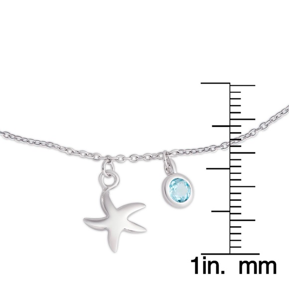 Blue Topaz & Starfish Charm Ankle Bracelet - Picture 3 of 4